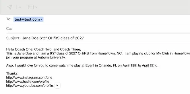 Generated personalized recruiting email preview