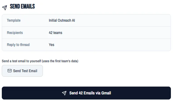 Gmail bulk send screen for recruiting emails